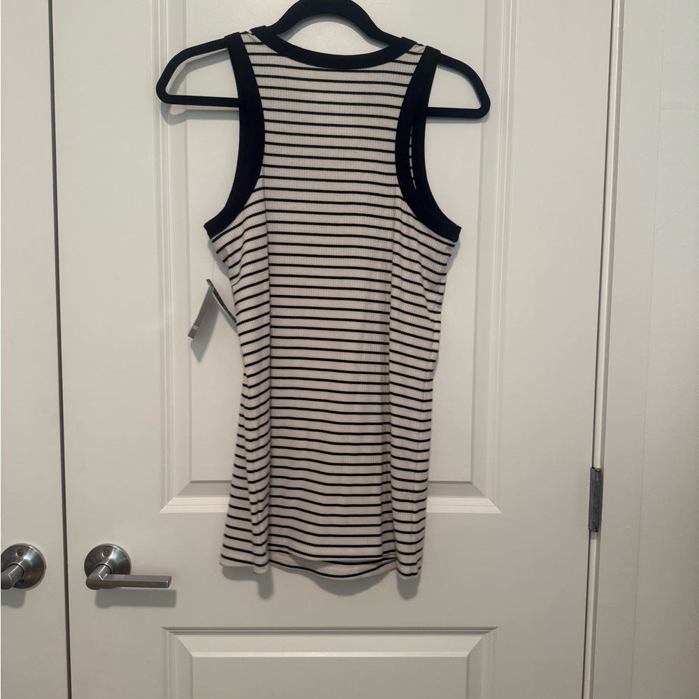 Torrid Supersoft Rib High Neck Tank - Black and White Stripes - Picture 2 of 4